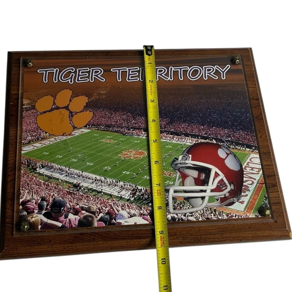 Clemson College Football Stadium Tiger Territory Wood Wall Photo Plaque Man Cave